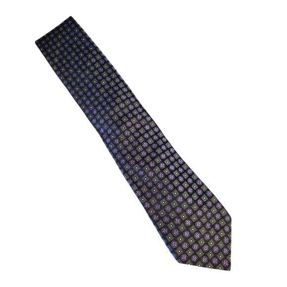 John W Nordstrom Black Purple Printed Men's Designer Silk Neck Tie - Picture 3 of 11